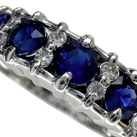 12.5号 サファイア 計0.94ct ダイヤモンド 計0.08ct リング・指輪 Pt900プラチナ 4.8g レディース【中古】【真子質店】【NN】【DKMa】