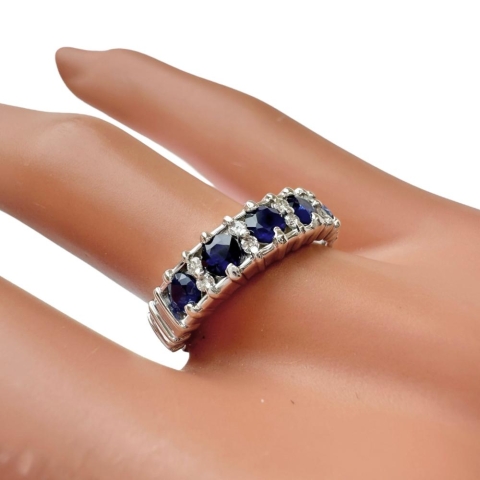 12.5号 サファイア 計0.94ct ダイヤモンド 計0.08ct リング・指輪 Pt900プラチナ 4.8g レディース【中古】【真子質店】【NN】【DKMa】