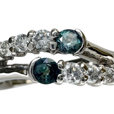 12号 アレキサンドライト 計0.18ct ダイヤモンド 計0.25ct リング・指輪 Pt900プラチナ 6.0g レディース【中古】【真子質店】【NN】【MoMiMa】