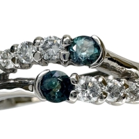 12号 アレキサンドライト 計0.18ct ダイヤモンド 計0.25ct リング・指輪 Pt900プラチナ 6.0g レディース【中古】【真子質店】【NN】【MoMiMa】