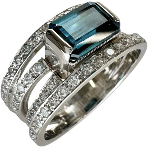 11.5号 ブルートルマリン 1.65ct ダイヤモンド 計0.57ct リング・指輪 Pt900プラチナ 9.5g レディース【中古】【真子質店】【NN】【SDY】