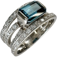 11.5号 ブルートルマリン 1.65ct ダイヤモンド 計0.57ct リング・指輪 Pt900プラチナ 9.5g レディース【中古】【真子質店】【NN】【SDY】