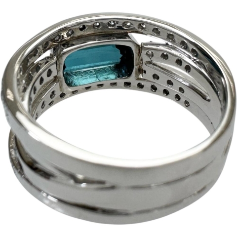 11.5号 ブルートルマリン 1.65ct ダイヤモンド 計0.57ct リング・指輪 Pt900プラチナ 9.5g レディース【中古】【真子質店】【NN】【SDY】