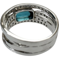 11.5号 ブルートルマリン 1.65ct ダイヤモンド 計0.57ct リング・指輪 Pt900プラチナ 9.5g レディース【中古】【真子質店】【NN】【SDY】