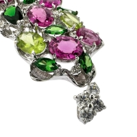 ピンクトルマリン/グリーンガーネット/ペリドット ダイヤモンド 計0.29ct ペンダントトップ K18WGホワイトゴールド 18金 11.5g レディース【中古】【真子質店】【NN】【IYSD】