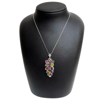 ピンクトルマリン/グリーンガーネット/ペリドット ダイヤモンド 計0.29ct ペンダントトップ K18WGホワイトゴールド 18金 11.5g レディース【中古】【真子質店】【NN】【IYSD】