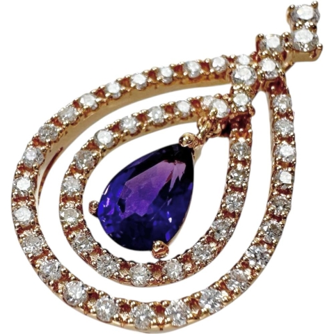 カラーチェンジサファイア 0.608ct ダイヤモンド 0.33ct ペンダントトップ K18ゴールド 18金 1.8g レディース【中古】【真子質店】【NN】【MaSY】