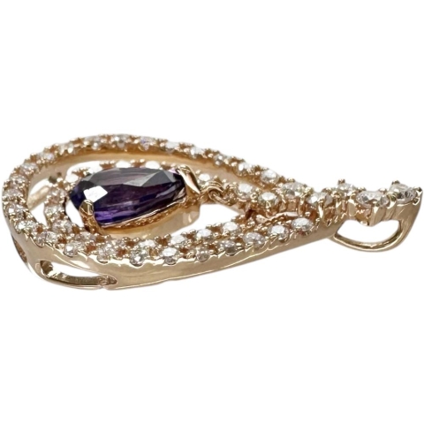 カラーチェンジサファイア 0.608ct ダイヤモンド 0.33ct ペンダントトップ K18ゴールド 18金 1.8g レディース【中古】【真子質店】【NN】【MaSY】