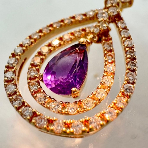 カラーチェンジサファイア 0.608ct ダイヤモンド 0.33ct ペンダントトップ K18ゴールド 18金 1.8g レディース【中古】【真子質店】【NN】【MaSY】