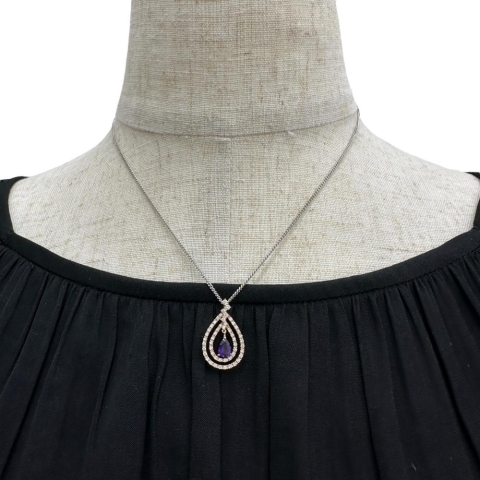 カラーチェンジサファイア 0.608ct ダイヤモンド 0.33ct ペンダントトップ K18ゴールド 18金 1.8g レディース【中古】【真子質店】【NN】【MaSY】