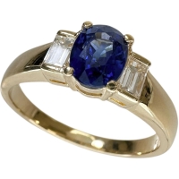 13号 サファイア 1.018ct ダイヤモンド 0.32ct リング・指輪 K18ゴールド 18金 4.1g レディース【中古】【真子質店】【NN】【IxTMa】