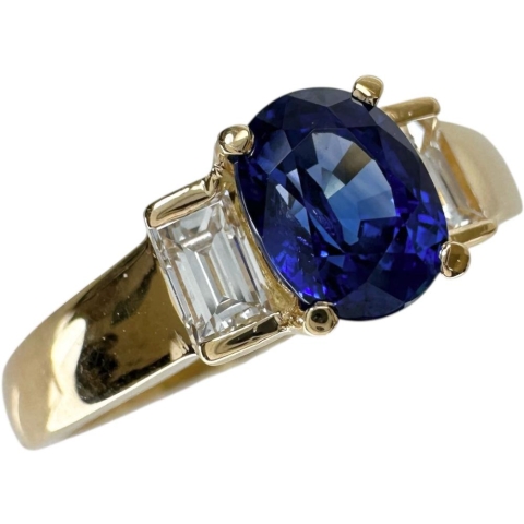 13号 サファイア 1.018ct ダイヤモンド 0.32ct リング・指輪 K18ゴールド 18金 4.1g レディース【中古】【真子質店】【NN】【IxTMa】