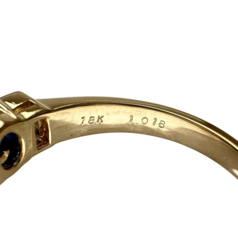 13号 サファイア 1.018ct ダイヤモンド 0.32ct リング・指輪 K18ゴールド 18金 4.1g レディース【中古】【真子質店】【NN】【IxTMa】