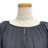 ルビー 0.65/0.68/0.79ct ダイヤモンド 0.15ct ネックレス Pt900プラチナ/Pt850プラチナ 4.6g 40cm レディース【中古】【真子質店】【NN】【IIxx】