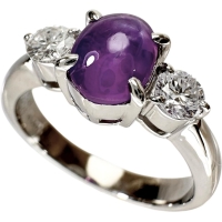 11号 パープルスターサファイア 1.51ct ダイヤモンド 0.28ct リング・指輪 Pt900プラチナ 5.3g レディース【中古】【真子質店】【NN】【YSMa】