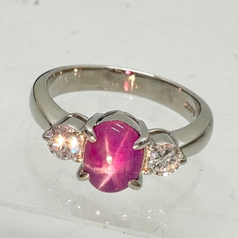 11号 パープルスターサファイア 1.51ct ダイヤモンド 0.28ct リング・指輪 Pt900プラチナ 5.3g レディース【中古】【真子質店】【NN】【YSMa】