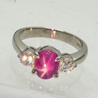 11号 パープルスターサファイア 1.51ct ダイヤモンド 0.28ct リング・指輪 Pt900プラチナ 5.3g レディース【中古】【真子質店】【NN】【YSMa】