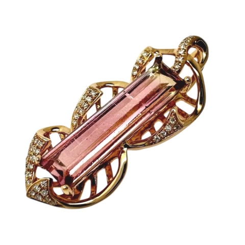 バイカラートルマリン 2.50ct ダイヤモンド 計0.069ct ペンダントトップ K18ゴールド 18金 2.8g レディース【中古】【真子質店】【NN】【DTS】