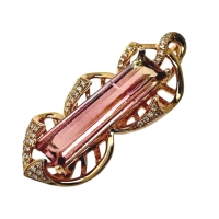 バイカラートルマリン 2.50ct ダイヤモンド 計0.069ct ペンダントトップ K18ゴールド 18金 2.8g レディース【中古】【真子質店】【NN】【DTS】