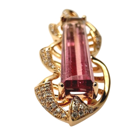 バイカラートルマリン 2.50ct ダイヤモンド 計0.069ct ペンダントトップ K18ゴールド 18金 2.8g レディース【中古】【真子質店】【NN】【DTS】