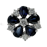 11.5号 花/フラワーデザイン サファイア ダイヤモンド リング・指輪 K18WGホワイトゴールド 18金 3.5g レディース【中古】【真子質店】【NN】【YxMo】