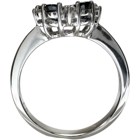 11.5号 花/フラワーデザイン サファイア ダイヤモンド リング・指輪 K18WGホワイトゴールド 18金 3.5g レディース【中古】【真子質店】【NN】【YxMo】