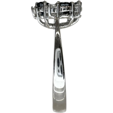 11.5号 花/フラワーデザイン サファイア ダイヤモンド リング・指輪 K18WGホワイトゴールド 18金 3.5g レディース【中古】【真子質店】【NN】【YxMo】