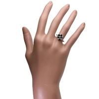 11.5号 花/フラワーデザイン サファイア ダイヤモンド リング・指輪 K18WGホワイトゴールド 18金 3.5g レディース【中古】【真子質店】【NN】【YxMo】