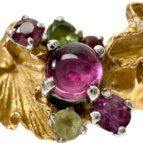 5.5号【IWAKURA KOJI/岩倉康二】 マルチ石 リング・指輪 K18ゴールド 18金/Pt900プラチナ 5.7g レディース【中古】【真子質店】【BL】【IMaTx】