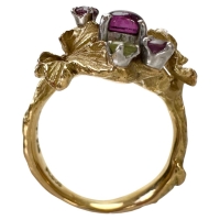 5.5号【IWAKURA KOJI/岩倉康二】 マルチ石 リング・指輪 K18ゴールド 18金/Pt900プラチナ 5.7g レディース【中古】【真子質店】【BL】【IMaTx】