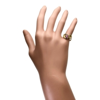 5.5号【IWAKURA KOJI/岩倉康二】 マルチ石 リング・指輪 K18ゴールド 18金/Pt900プラチナ 5.7g レディース【中古】【真子質店】【BL】【IMaTx】