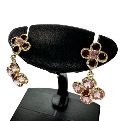 ピンクトルマリン ガーネット ピアス K18ゴールド 18金 1.0g レディース【中古】【真子質店】【NN】【TDT】