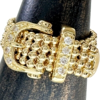 18号 ベルトモチーフ ダイヤモンド 0.08ct ルビー 0.05ct リング・指輪 K18ゴールド 18金 4.9g レディース【中古】【真子質店】【NN】【SxT】