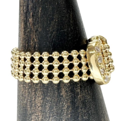 18号 ベルトモチーフ ダイヤモンド 0.08ct ルビー 0.05ct リング・指輪 K18ゴールド 18金 4.9g レディース【中古】【真子質店】【NN】【SxT】