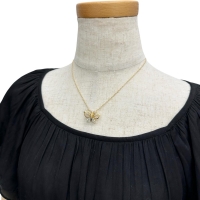 蝶/バタフライモチーフ アクアマリン ダイヤモンド ネックレス K18ゴールド 18金 5.4g 40cm レディース【中古】【真子質店】【NN】【SDY】