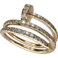 12号【CARTIER/カルティエ】 ジュストアンクル ダブル セミパヴェ ダイヤモンド リング・指輪 K18PGピンクゴールド 18金 4.7g B4210900 #52 レディース【中古】【真子質店】【BL】【YYxx】