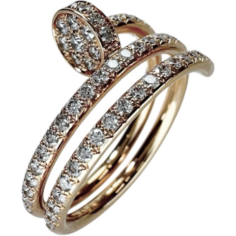 12号【CARTIER/カルティエ】 ジュストアンクル ダブル セミパヴェ ダイヤモンド リング・指輪 K18PGピンクゴールド 18金 4.7g B4210900 #52 レディース【中古】【真子質店】【BL】【YYxx】