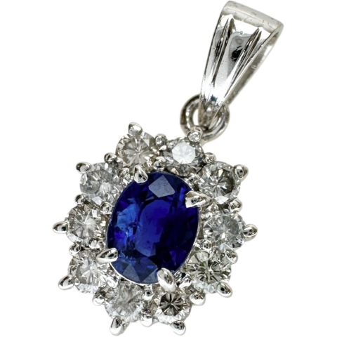 サファイア 0.484ct ダイヤモンド 0.35ct ペンダントトップ Ptプラチナ/(純度65～70%程度)  2.0g レディース【中古】【真子質店】【NN】【TKMo】