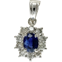 サファイア 0.484ct ダイヤモンド 0.35ct ペンダントトップ Ptプラチナ/(純度65~70%程度) 2.0g レディース【中古】【真子質店】【NN】【TKMo】