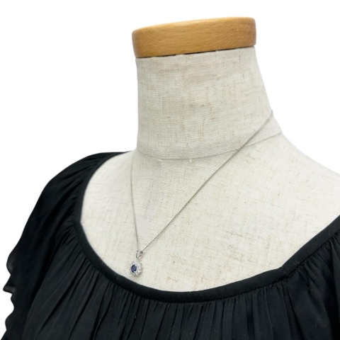 サファイア 0.484ct ダイヤモンド 0.35ct ペンダントトップ Ptプラチナ/(純度65～70%程度)  2.0g レディース【中古】【真子質店】【NN】【TKMo】