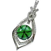 トラピッチェエメラルド 3.545ct ダイヤモンド 0.67ct ペンダントトップ Pt900プラチナ 8.8g レディース【中古】【真子質店】【NN】【TTxx】