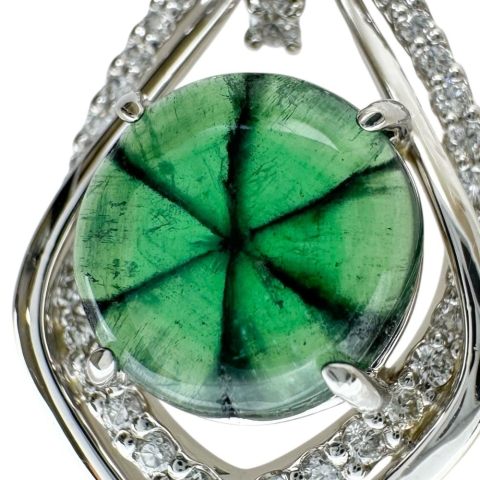 トラピッチェエメラルド 3.545ct ダイヤモンド 0.67ct ペンダントトップ Pt900プラチナ 8.8g レディース【中古】【真子質店】【NN】【TTxx】