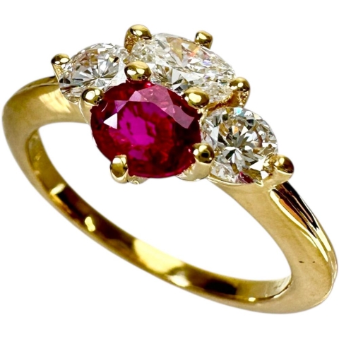 11号【Queen/クイーン】 ルビー 0.45ct ダイヤモンド 0.67ct リング・指輪 K18ゴールド 18金 3.5g レディース【中古】【真子質店】【NN】【IIxx】