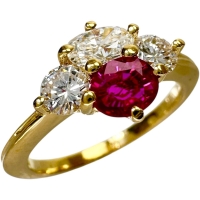 11号【Queen/クイーン】 ルビー 0.45ct ダイヤモンド 0.67ct リング・指輪 K18ゴールド 18金 3.5g レディース【中古】【真子質店】【NN】【IIxx】