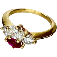 11号【Queen/クイーン】 ルビー 0.45ct ダイヤモンド 0.67ct リング・指輪 K18ゴールド 18金 3.5g レディース【中古】【真子質店】【NN】【IIxx】