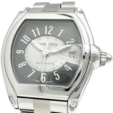 【CARTIER/カルティエ】 W62001V3 2510 ロードスターLM 腕時計 ステンレススチール 自動巻き/オートマ ブラック文字盤/シルバーベルト メンズ【中古】【真子質店】【BL】【MaTDMo】