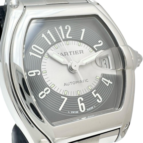 【CARTIER/カルティエ】 W62001V3 2510 ロードスターLM 腕時計 ステンレススチール 自動巻き/オートマ ブラック文字盤/シルバーベルト メンズ【中古】【真子質店】【BL】【MaTDMo】