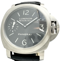 【PANERAI/パネライ】 PAM00177 ルミノール マリーナ 保証書/ギャラ付 裏スケルトン 腕時計 チタン/レザー 手巻き ブラック文字盤/ブラックレザー社外ベルト メンズ【中古】【真子質店】【BL】【DYTx】