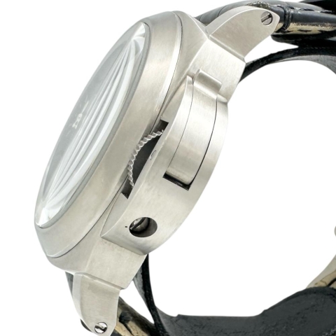 【PANERAI/パネライ】 PAM00177 ルミノール マリーナ 保証書/ギャラ付 裏スケルトン 腕時計 チタン/レザー 手巻き ブラック文字盤/ブラックレザー社外ベルト メンズ【中古】【真子質店】【BL】【DYTx】