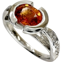 11号 スペサルティンガーネット 1.74ct ダイヤモンド 0.09ct リング・指輪 K18WGホワイトゴールド 18金 6.0g レディース【中古】【真子質店】【NN】【IIMaMa】